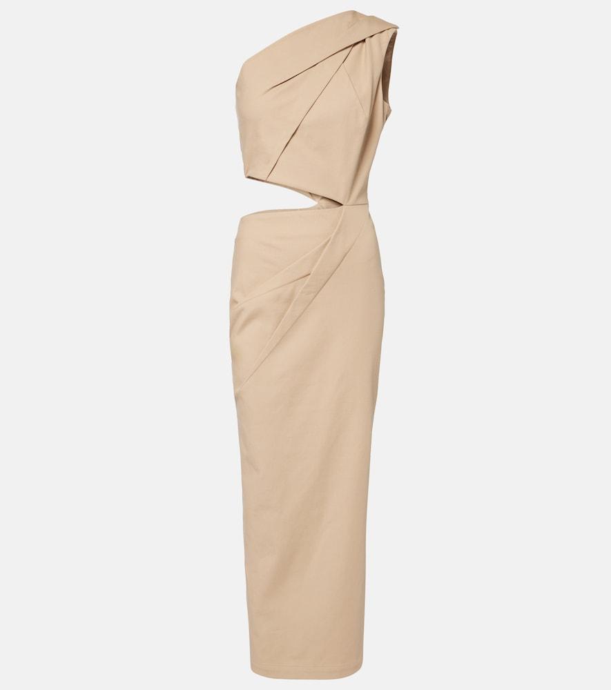 max mara cutout cotton-blend twill maxi dress