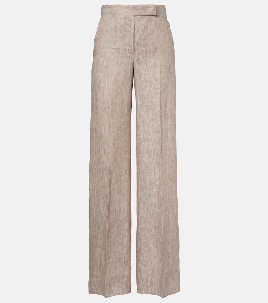 max mara deserto herringbone linen wide-leg pants