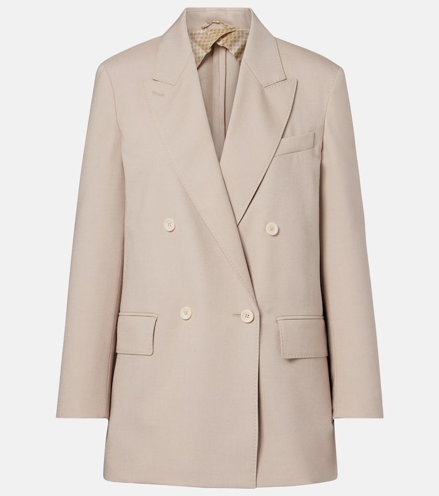 max mara double-breasted wool, mohair, and silk blazer