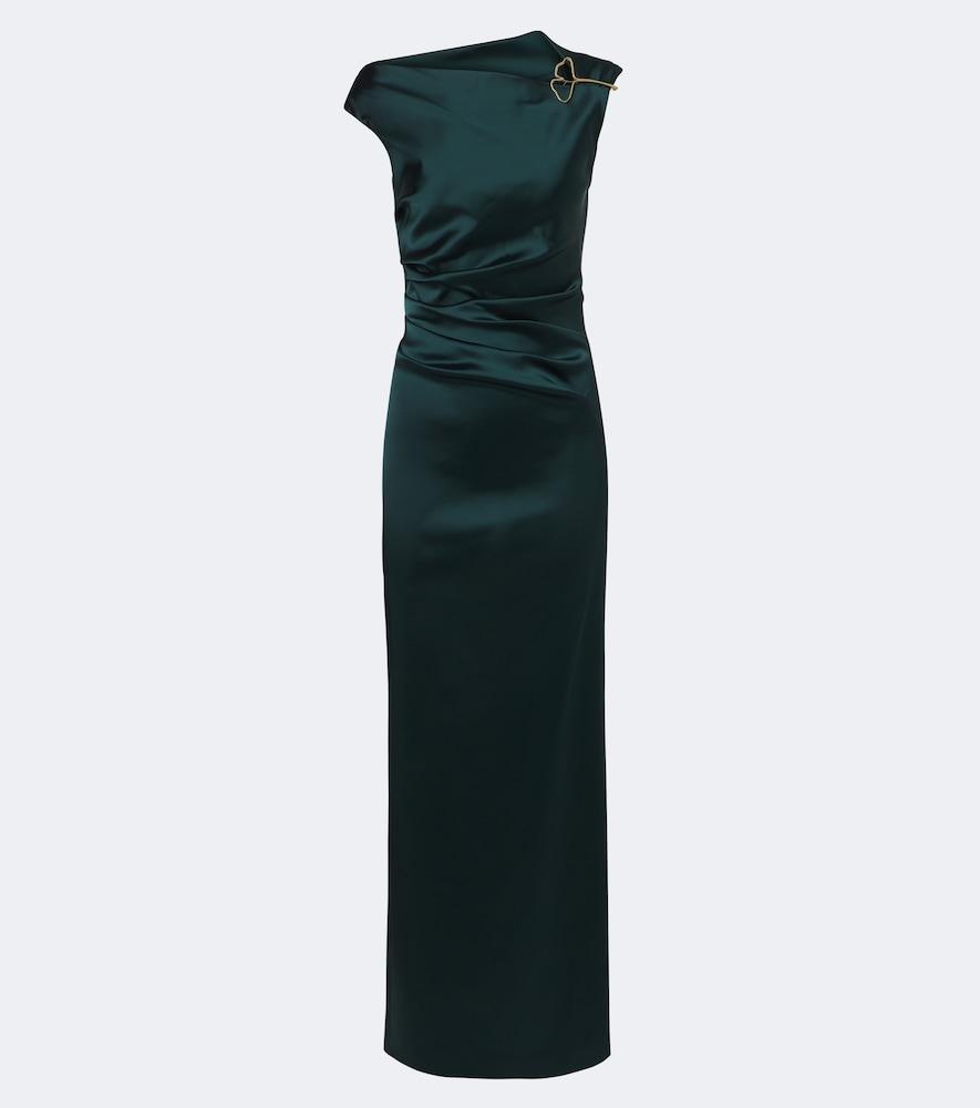 max mara elegante ruched embellished satin cocktail dress