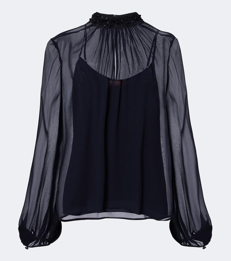 max mara embellished sheer blouse