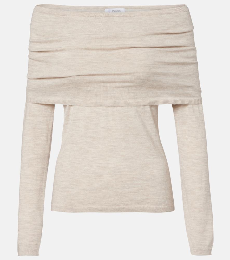 max mara faretra off-shoulder cashmere sweater