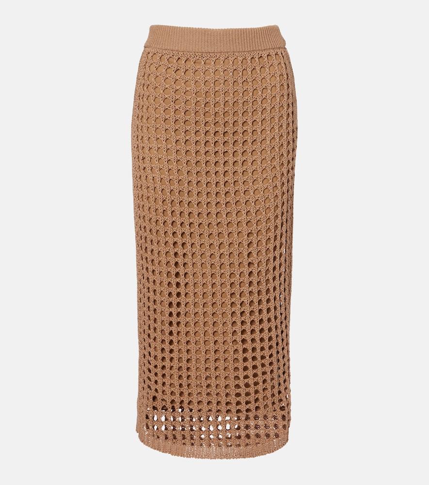 max mara geode open-knit cotton midi skirt