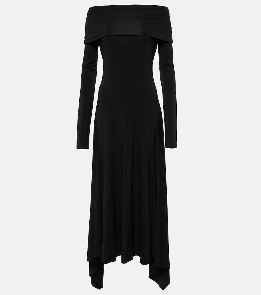 max mara gerla off-shoulder jersey maxi dress