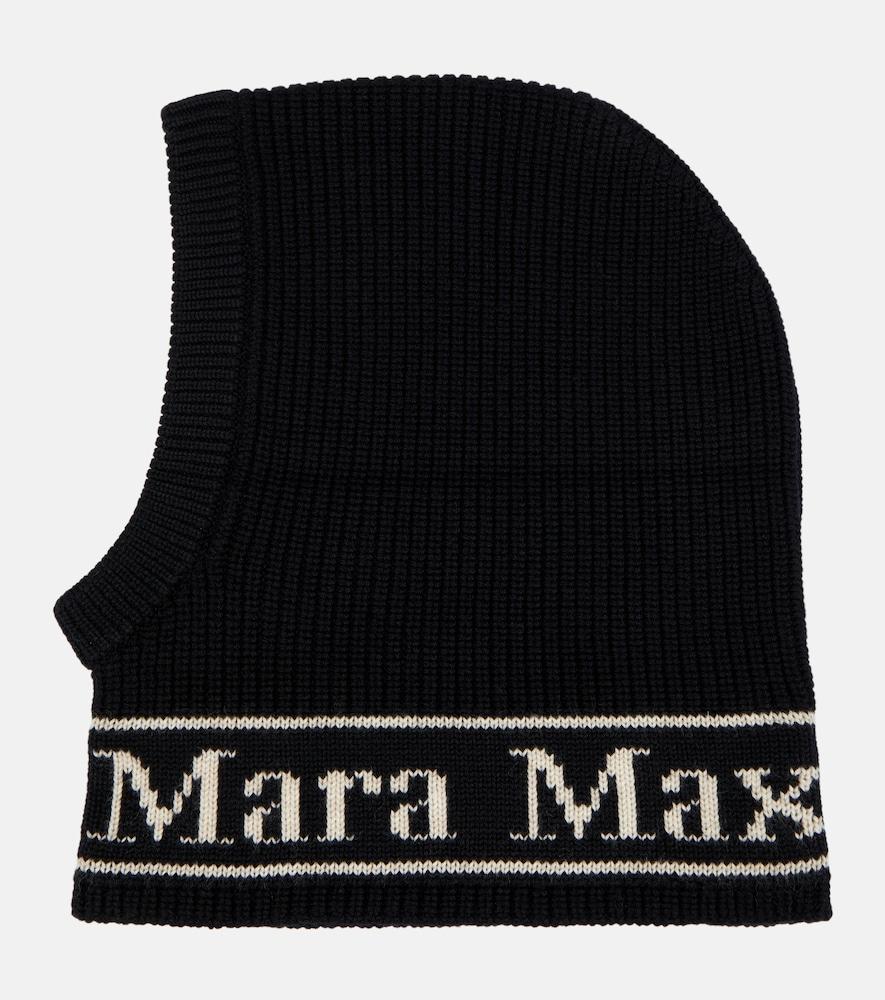 max mara gong logo wool ski mask
