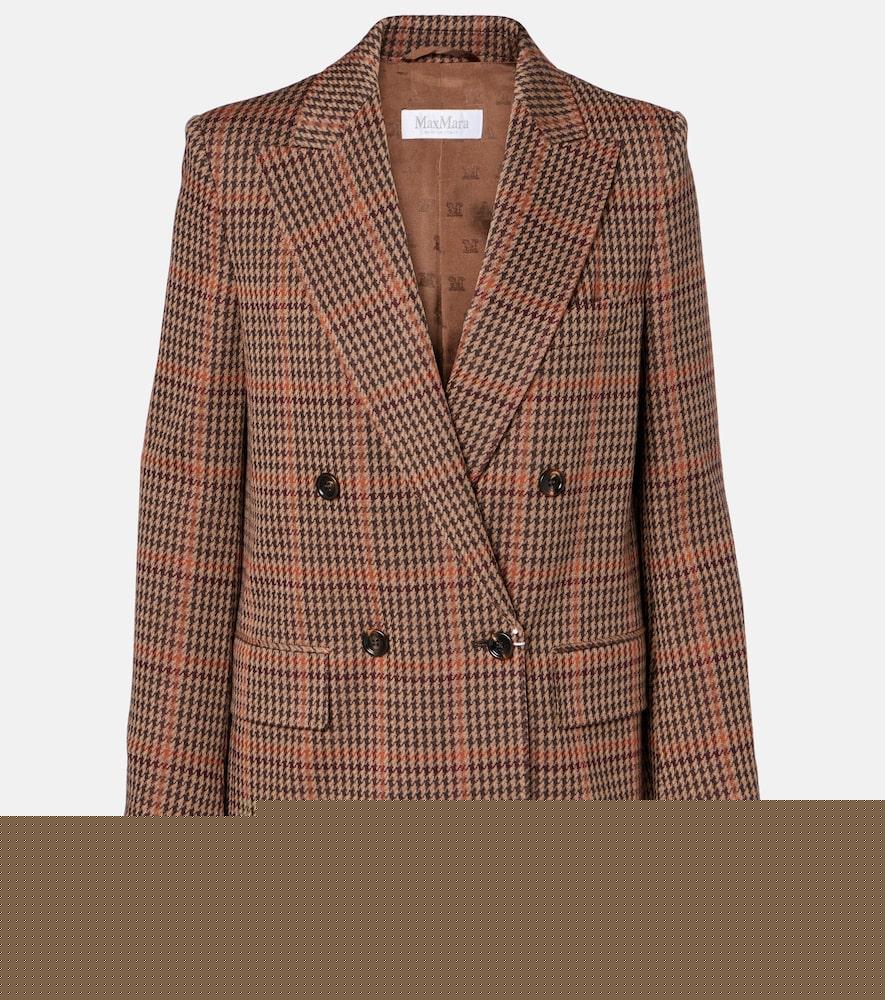 max mara guelfo checked wool and cotton blazer