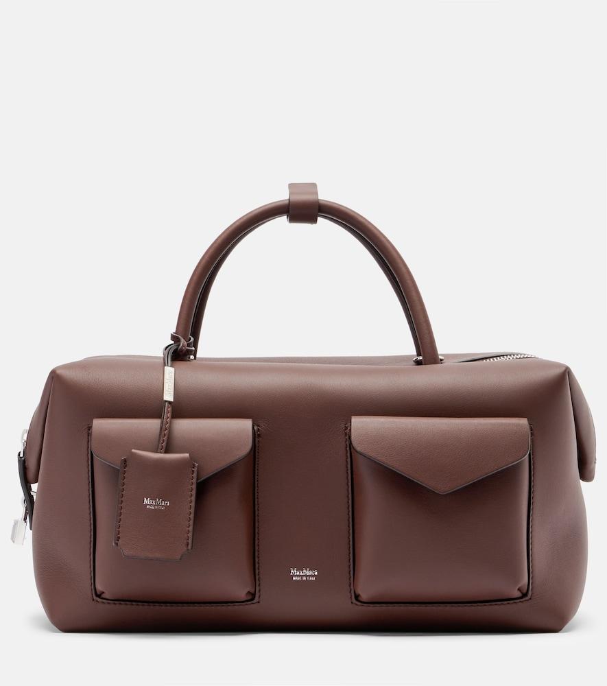 max mara large leather top-handle bag