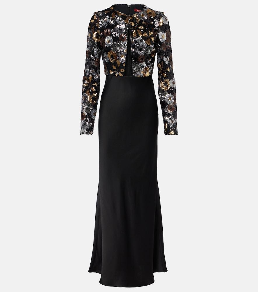 max mara lastra sequined tulle maxi dress