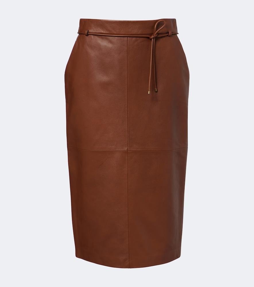 max mara leather midi skirt