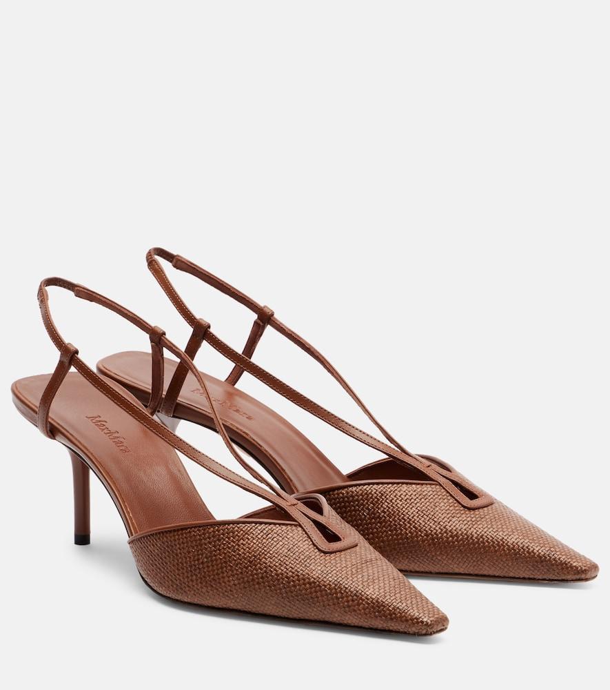 max mara leather-trimmed slingback pumps