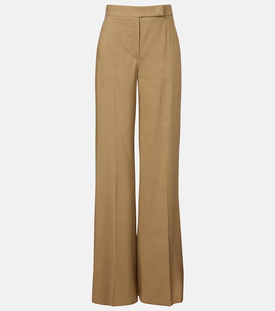 max mara linen and silk twill wide-leg pants