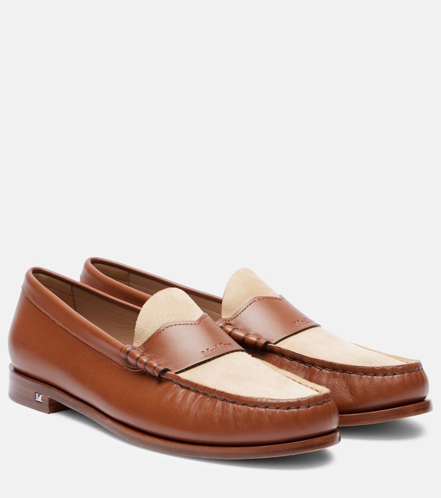 max mara logo leather and suede mocassins