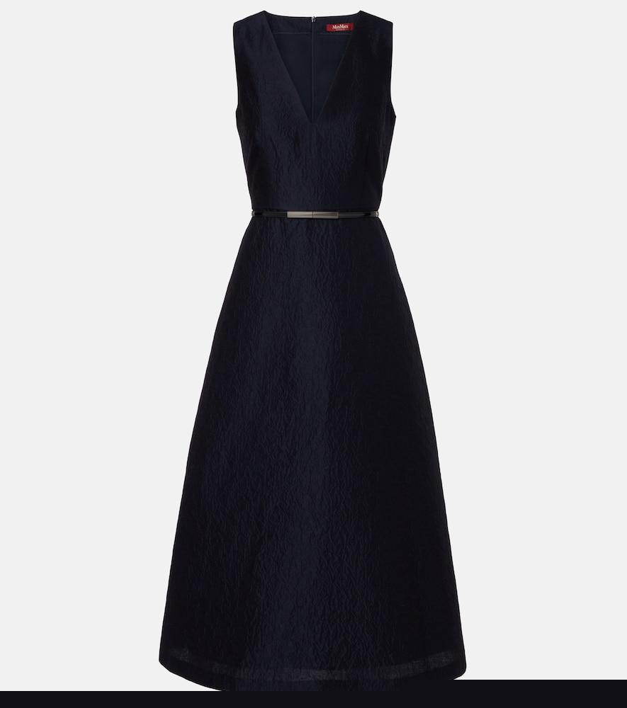 max mara lyon cotton and silk-blend cloqué midi dress