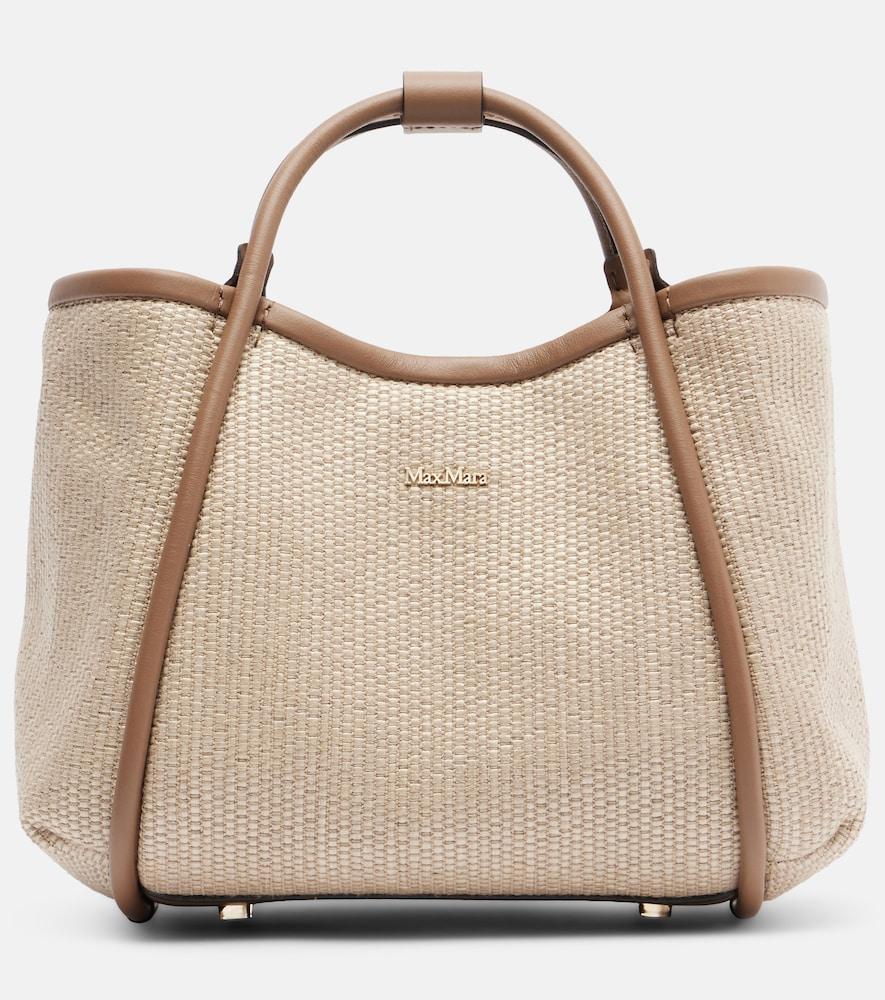 max mara marin small leather-trimmed top-handle bag
