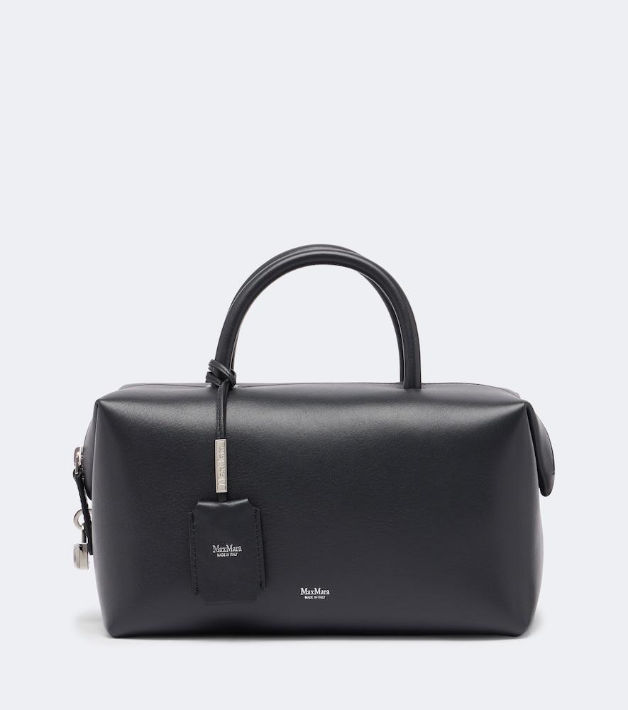 max mara medium leather top-handle bag