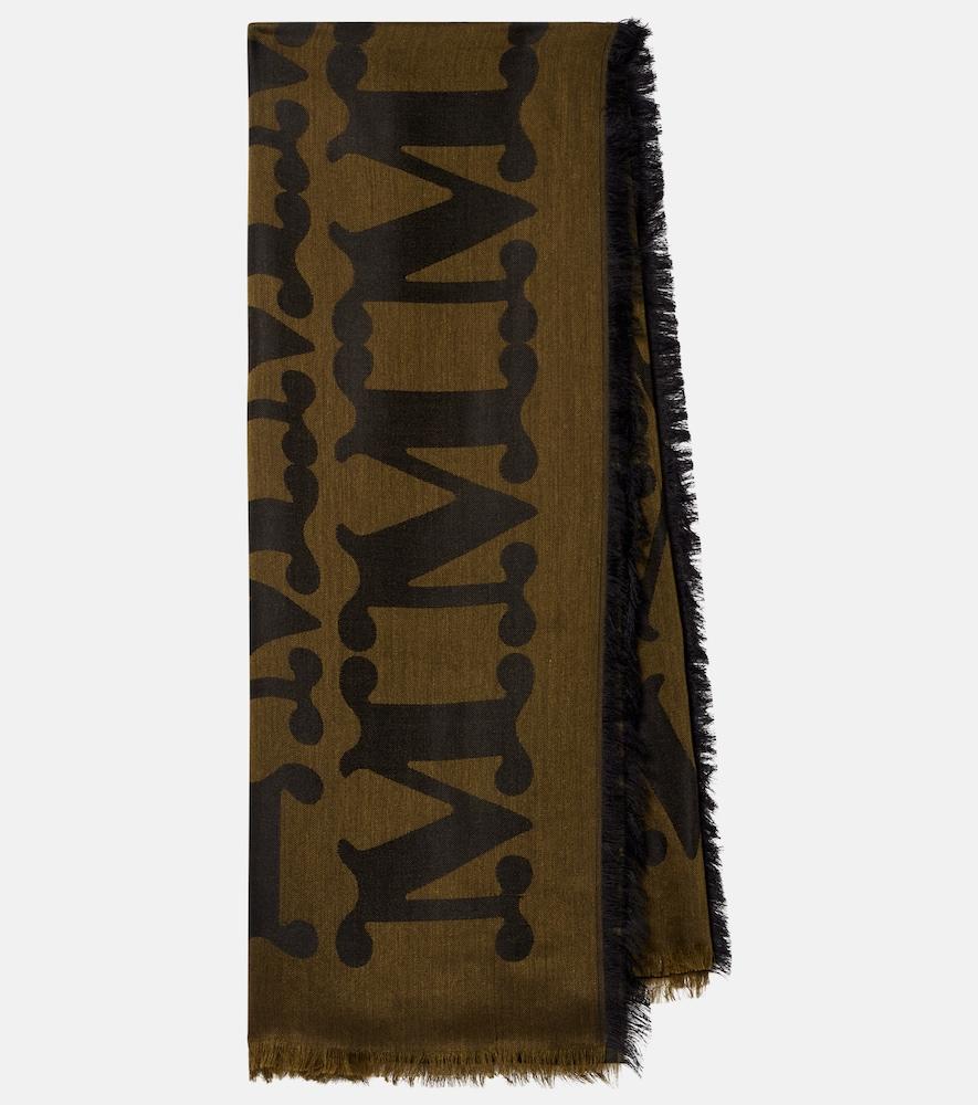 max mara monogram jacquard wool and silk scarf