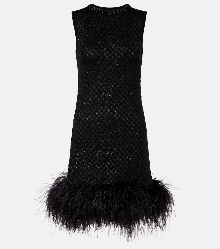 max mara novara feather-trimmed minidress