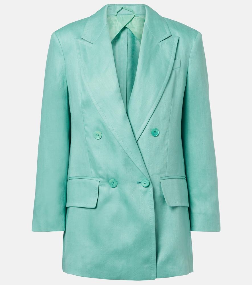 max mara olimpia double-breasted herringbone linen blazer