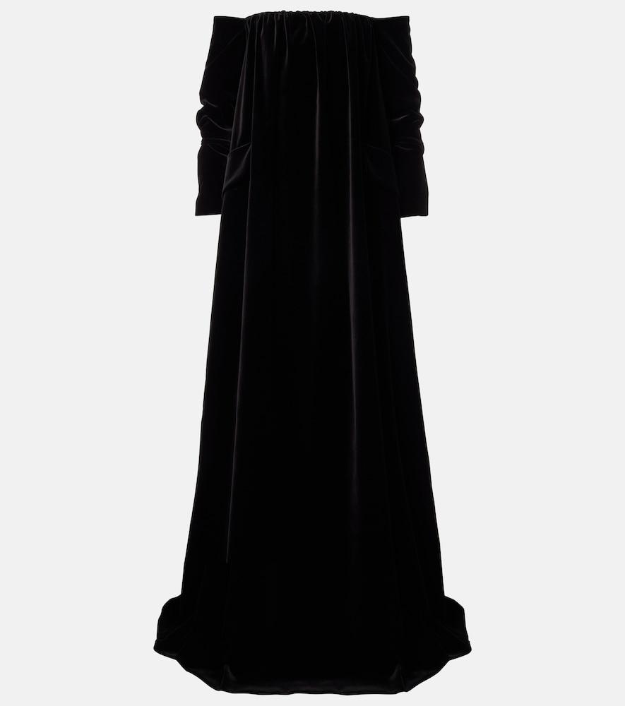 max mara open-back cotton velvet gown