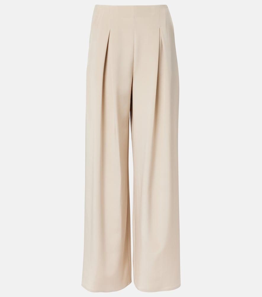 max mara palude pleated silk-blend wide-leg pants