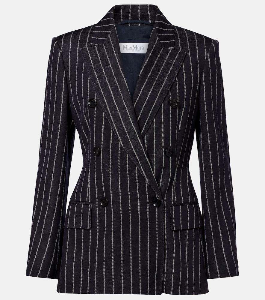 max mara pinstripe double-breasted jersey blazer