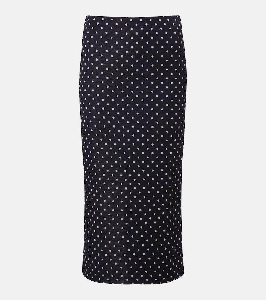 max mara polka-dot jersey midi skirt