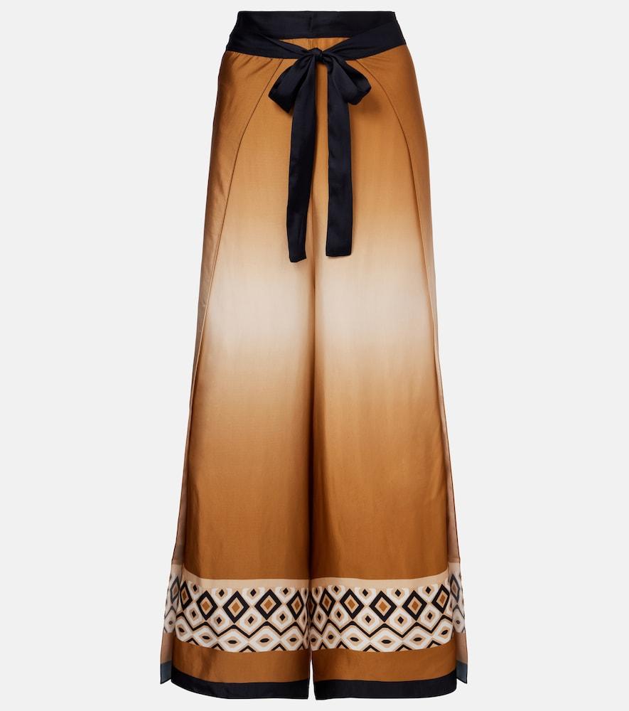 max mara printed satin cropped wide-leg pants