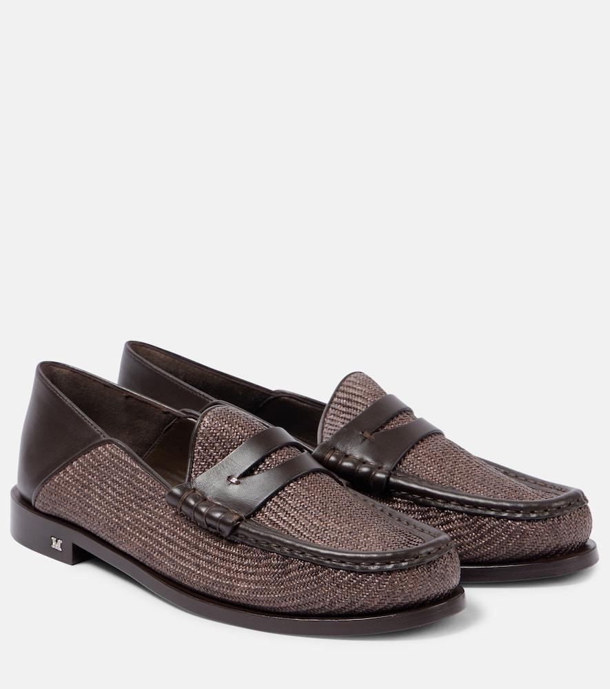 max mara raffia-effect penny loafers