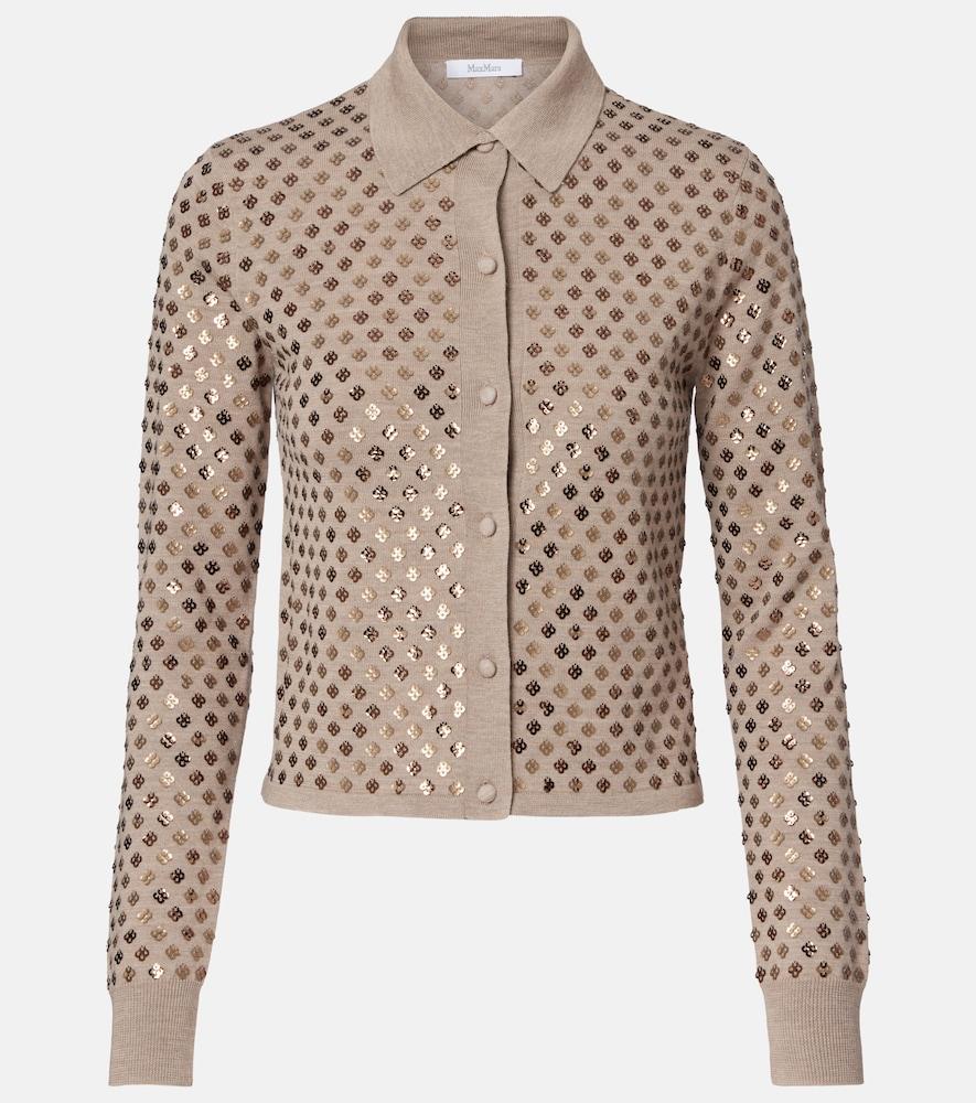 max mara ragno sequined virgin wool cardigan