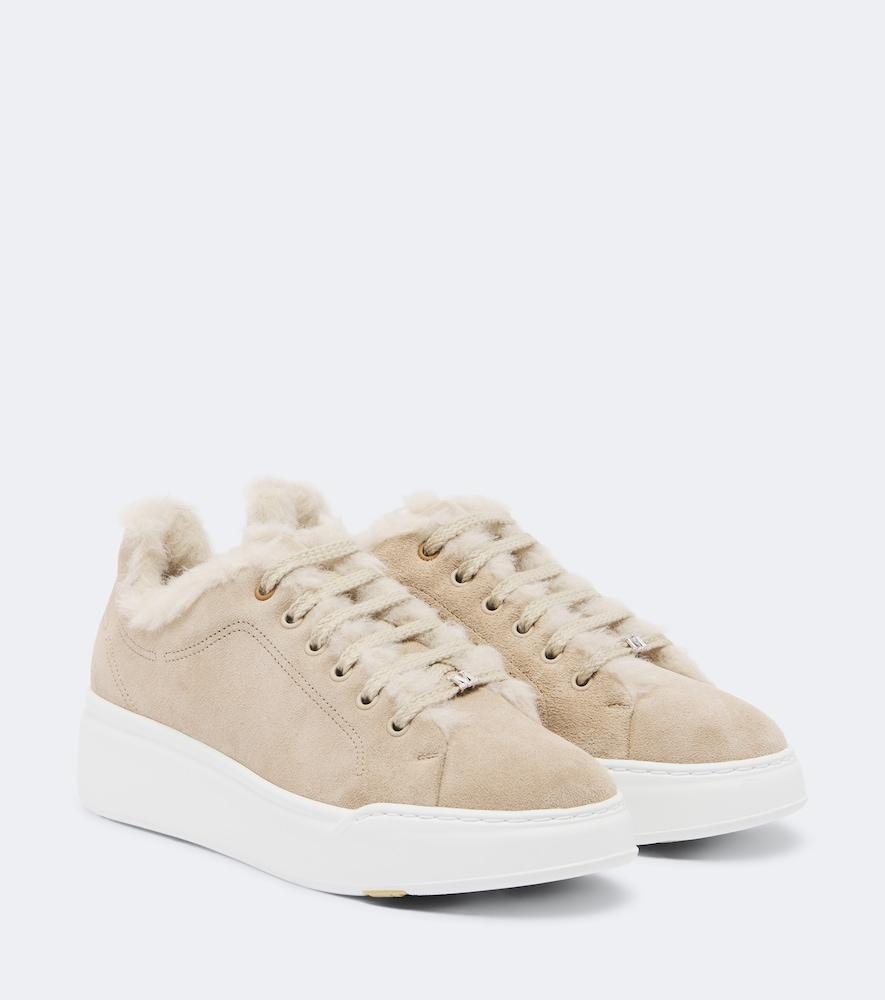 max mara shearling-lined suede low-top sneakers