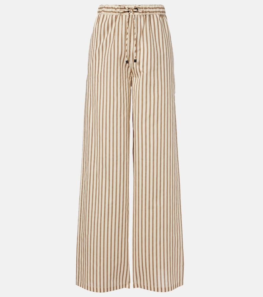 max mara striped cotton and silk wide-leg pants