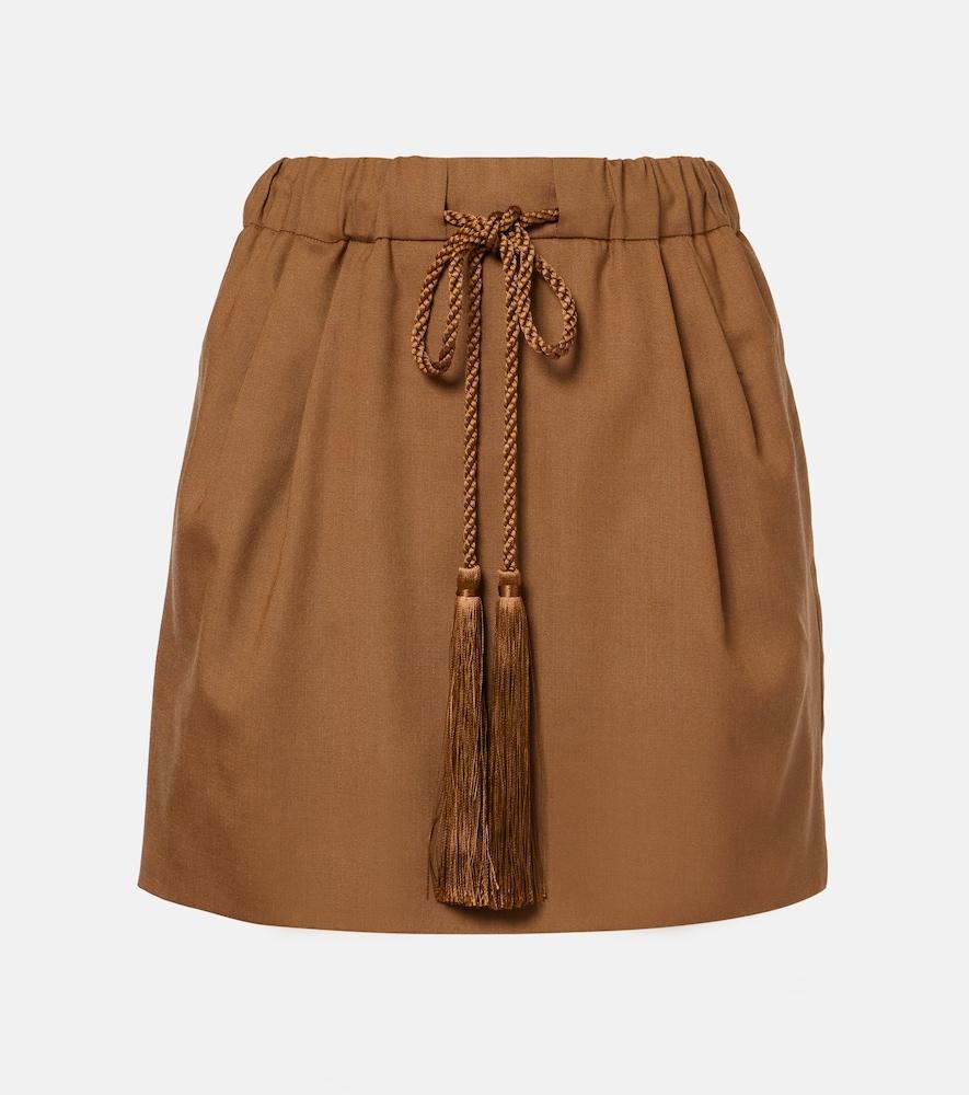 max mara tabarin wool and silk-blend miniskirt