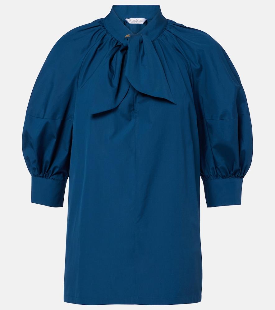 max mara tie-neck cotton poplin blouse