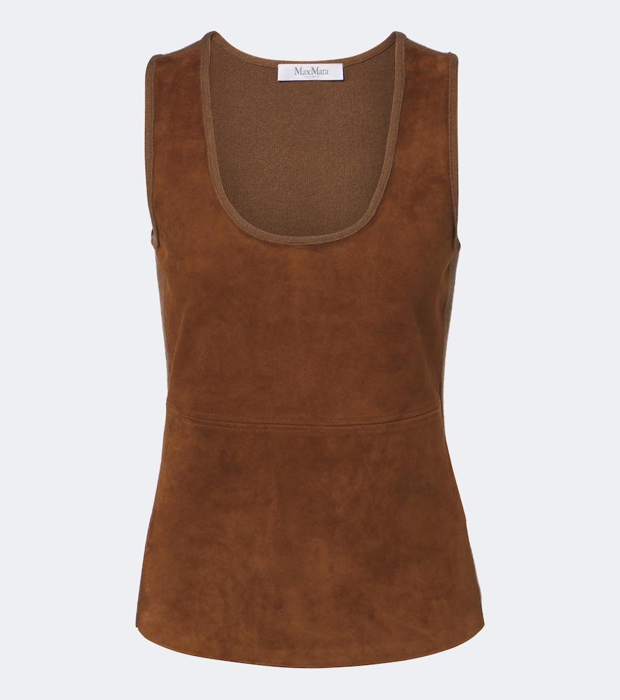 max mara wool and cashmere-paneled suede top