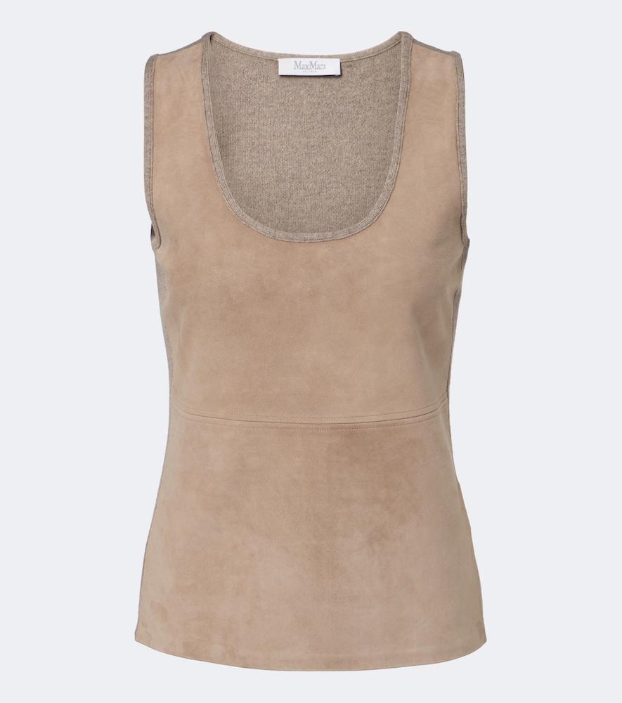 max mara wool and cashmere-paneled suede top