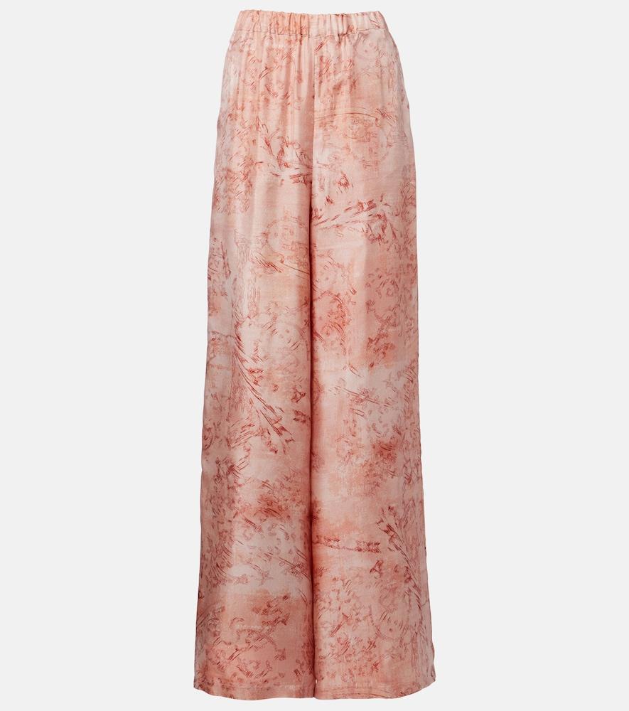 max mara zirlo printed silk twill wide-leg pants