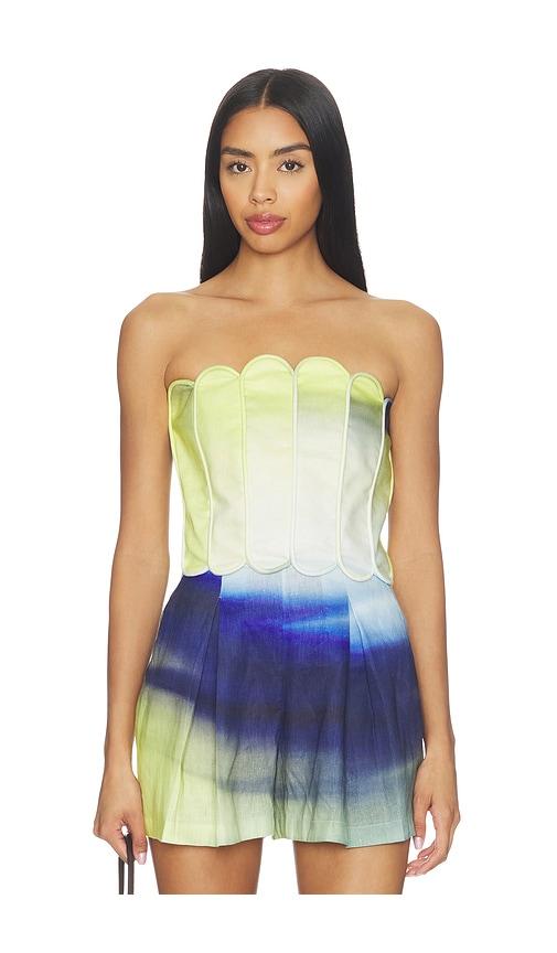 mayle vasquez scallop top in blue,green. - size m (also in s)