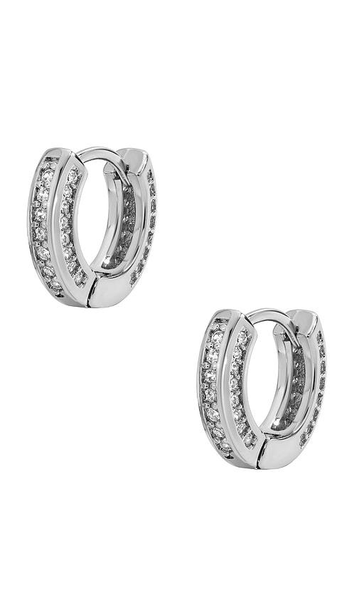 mazin jewels charlotte hoops earring in metallic silver.