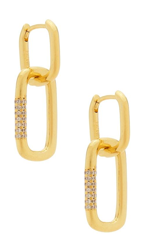 mazin jewels double lock earrings in metallic gold.