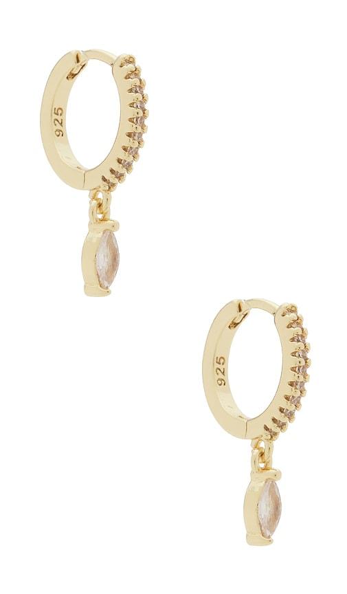 mazin jewels marquise huggies earring in metallic gold.