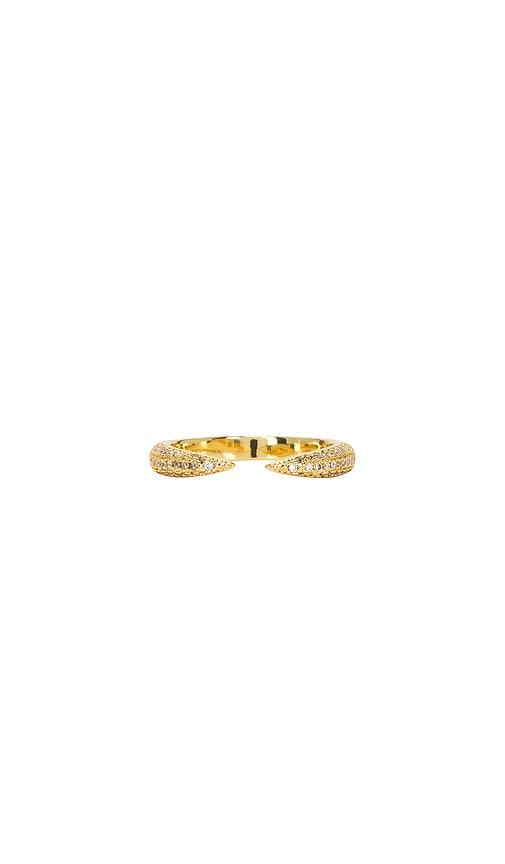 mazin jewels open rivet ring in metallic gold.