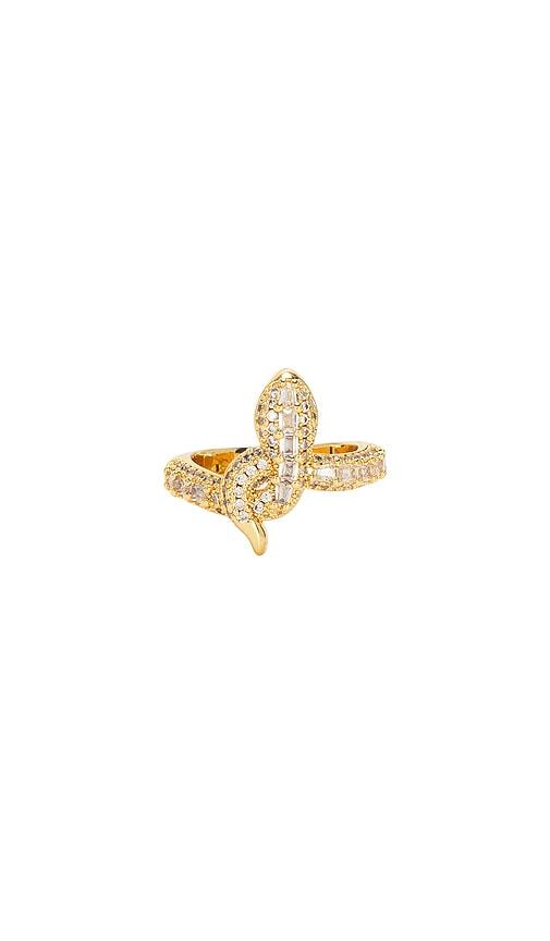 mazin jewels pave snake ring in metallic gold. - size 5 (also in 6, 7, 8)