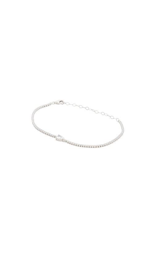 mazin jewels pear drop tennis bracelet in metallic silver.