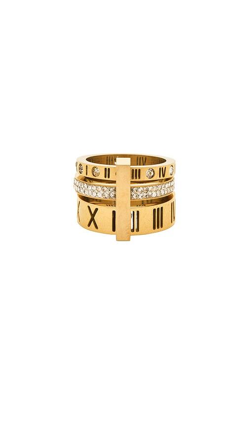 mazin jewels roman numeral ring in metallic gold. - size 6 (also in 7)