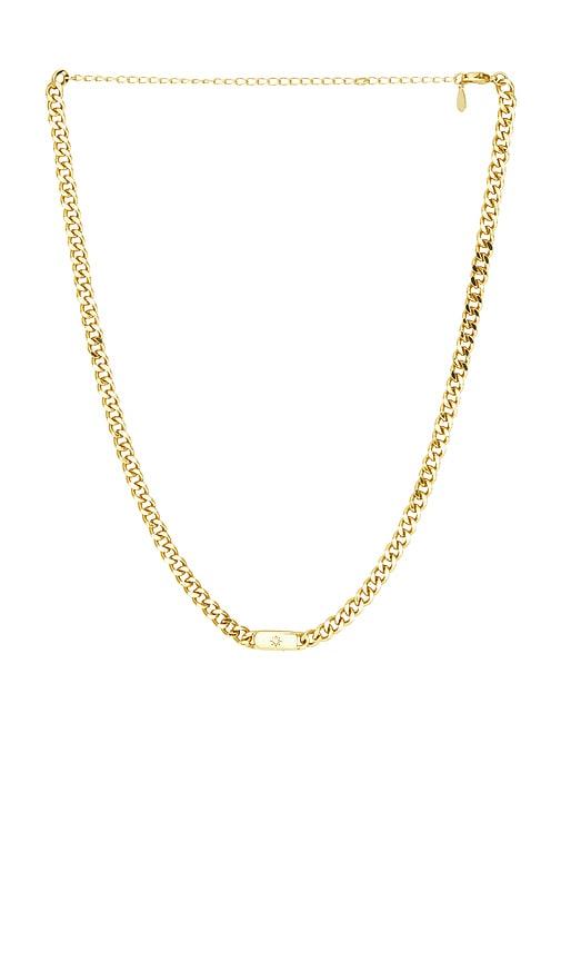 mazin jewels starburst cuban link necklace in metallic gold.