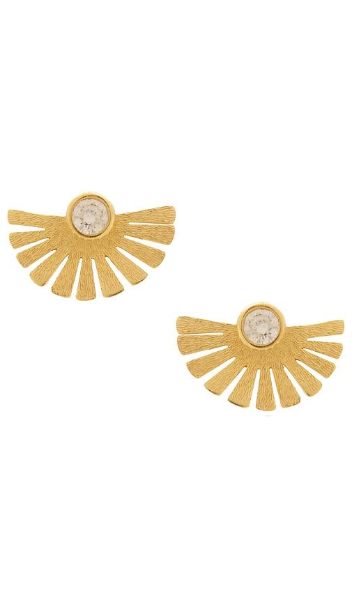 mazin jewels sunray earrings in metallic gold.
