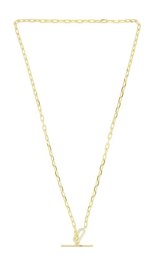 mazin jewels vault necklace in metallic gold.