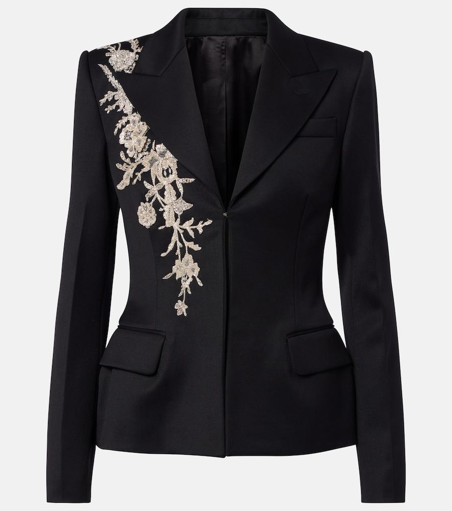 mcqueen beaded embroidered wool blazer