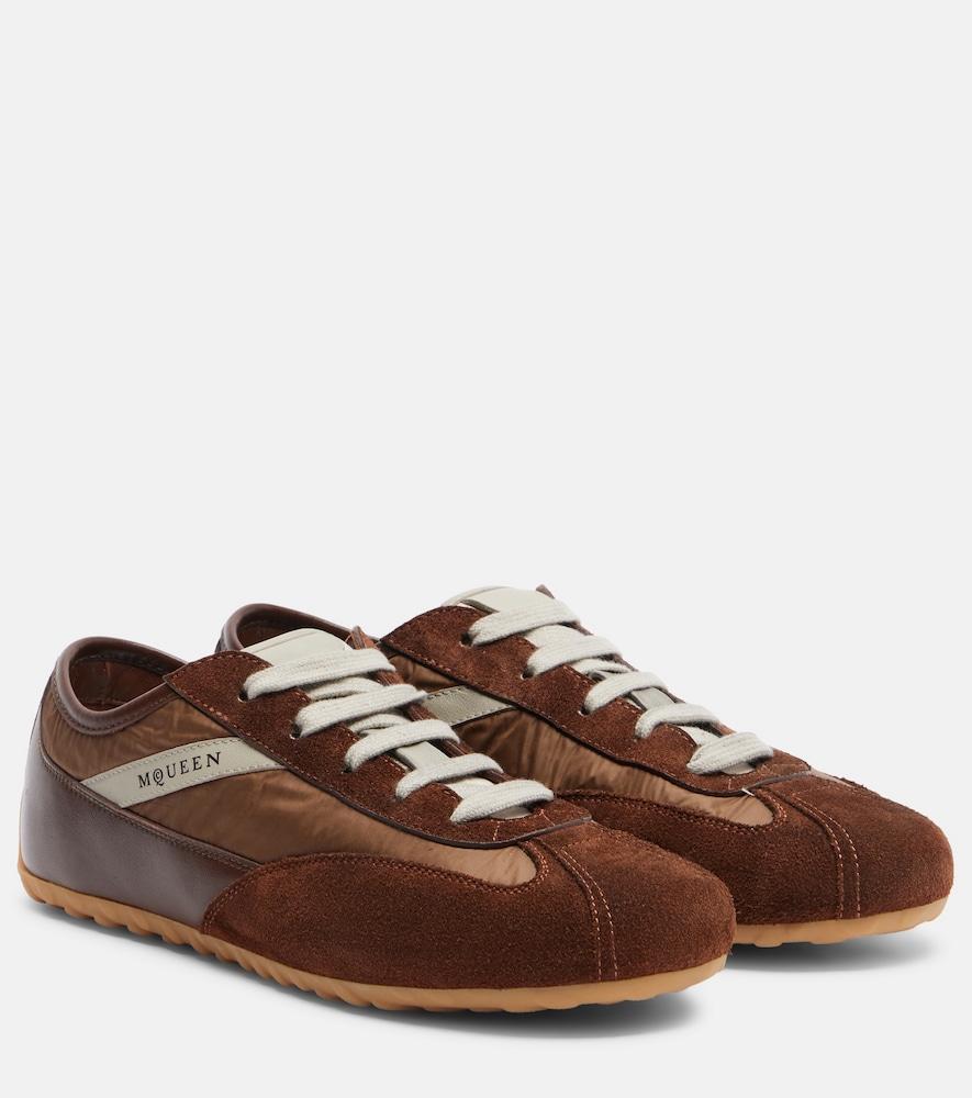 mcqueen boxe suede-trimmed sneakers