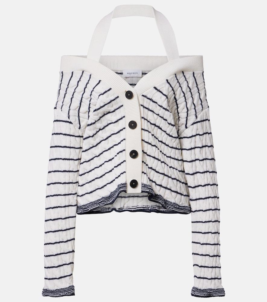 mcqueen cable-knit striped cardigan